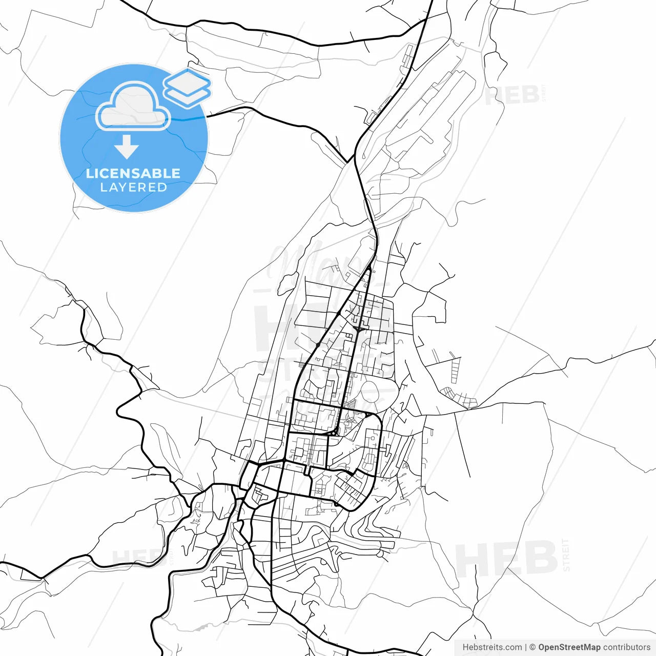 Layered PDF map of Hunedoara, Hunedoara, Romania