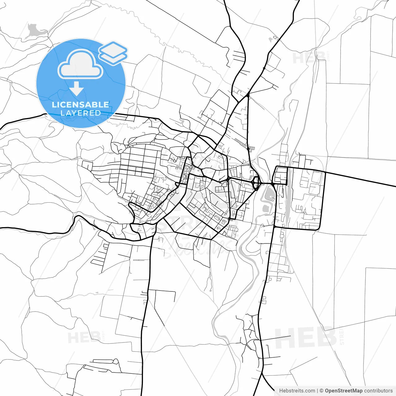 Layered PDF map of Sfântu Gheorghe, Covasna, Romania