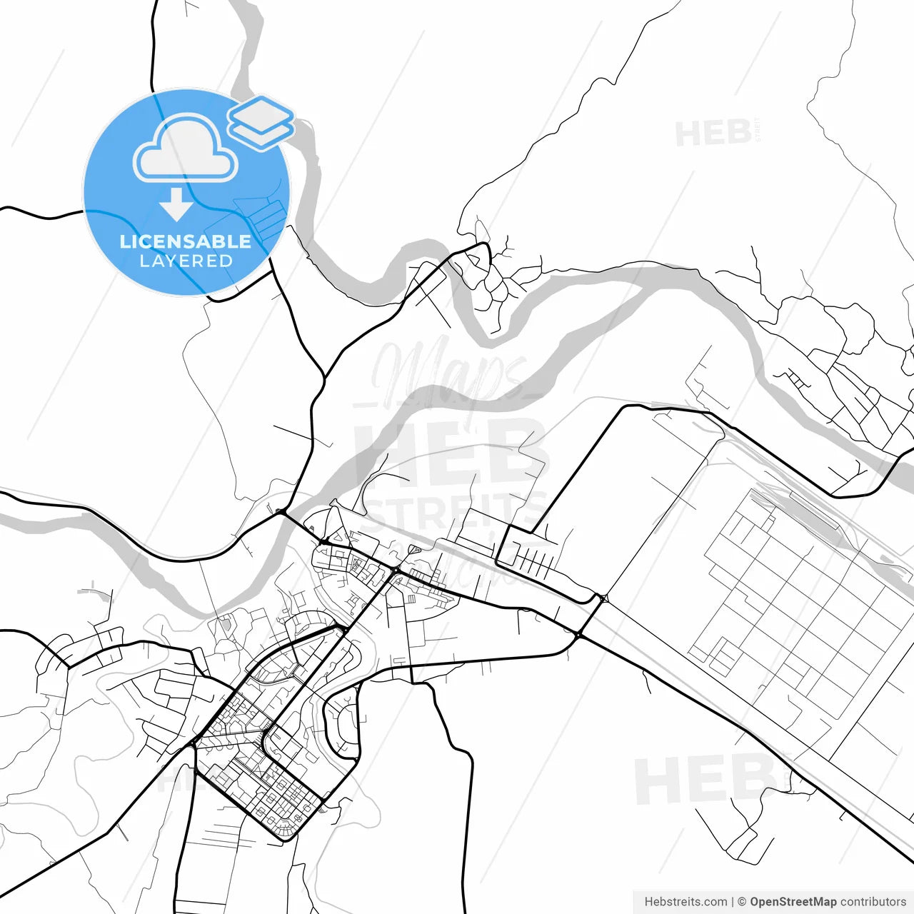 Layered PDF map of Onești, Bacău, Romania