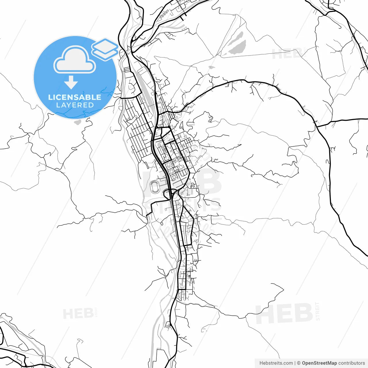 Layered PDF map of Petroșani, Hunedoara, Romania