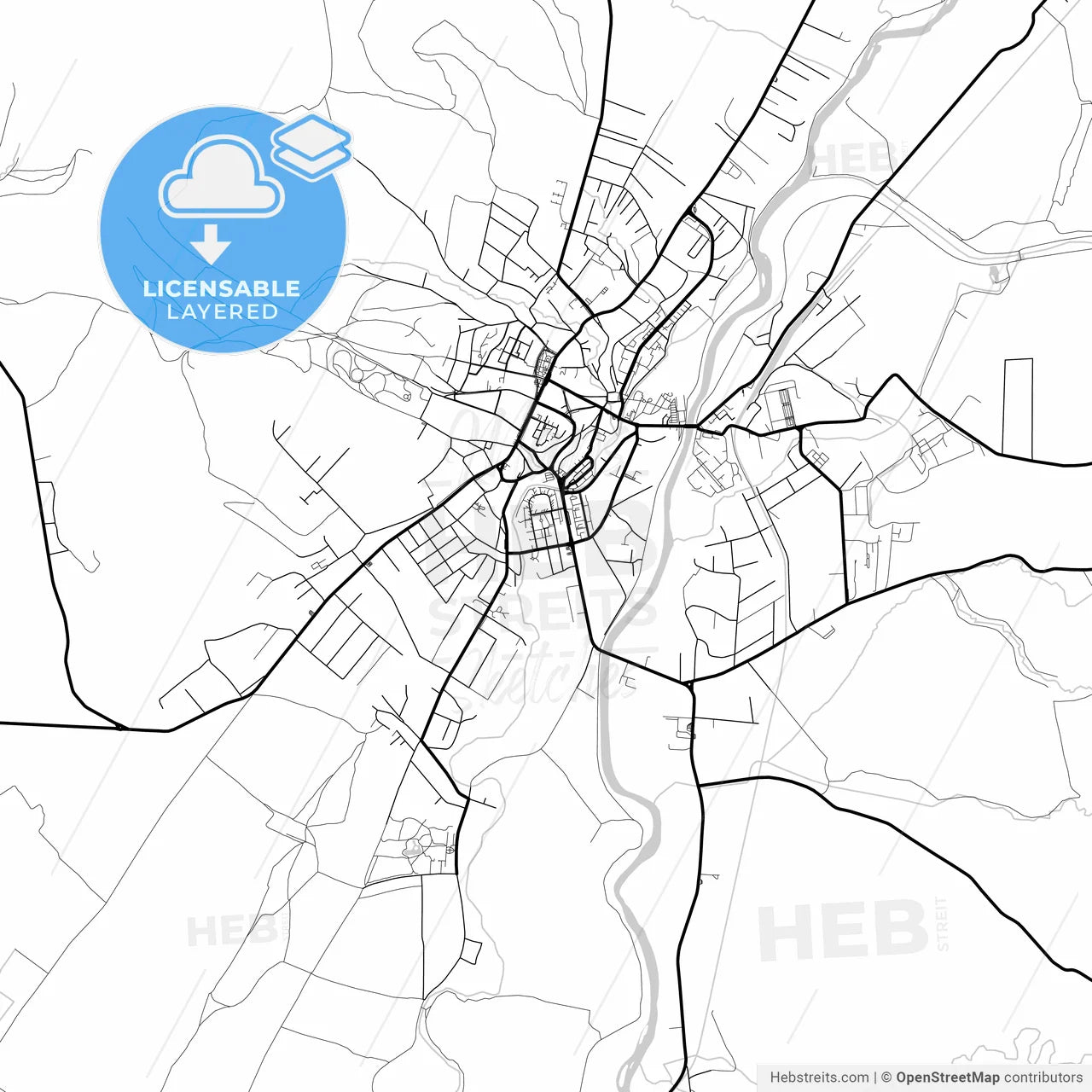 Layered PDF map of Reghin, Mureș, Romania
