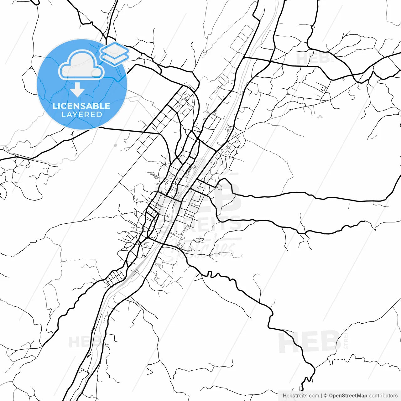 Layered PDF map of Câmpulung, Argeș, Romania