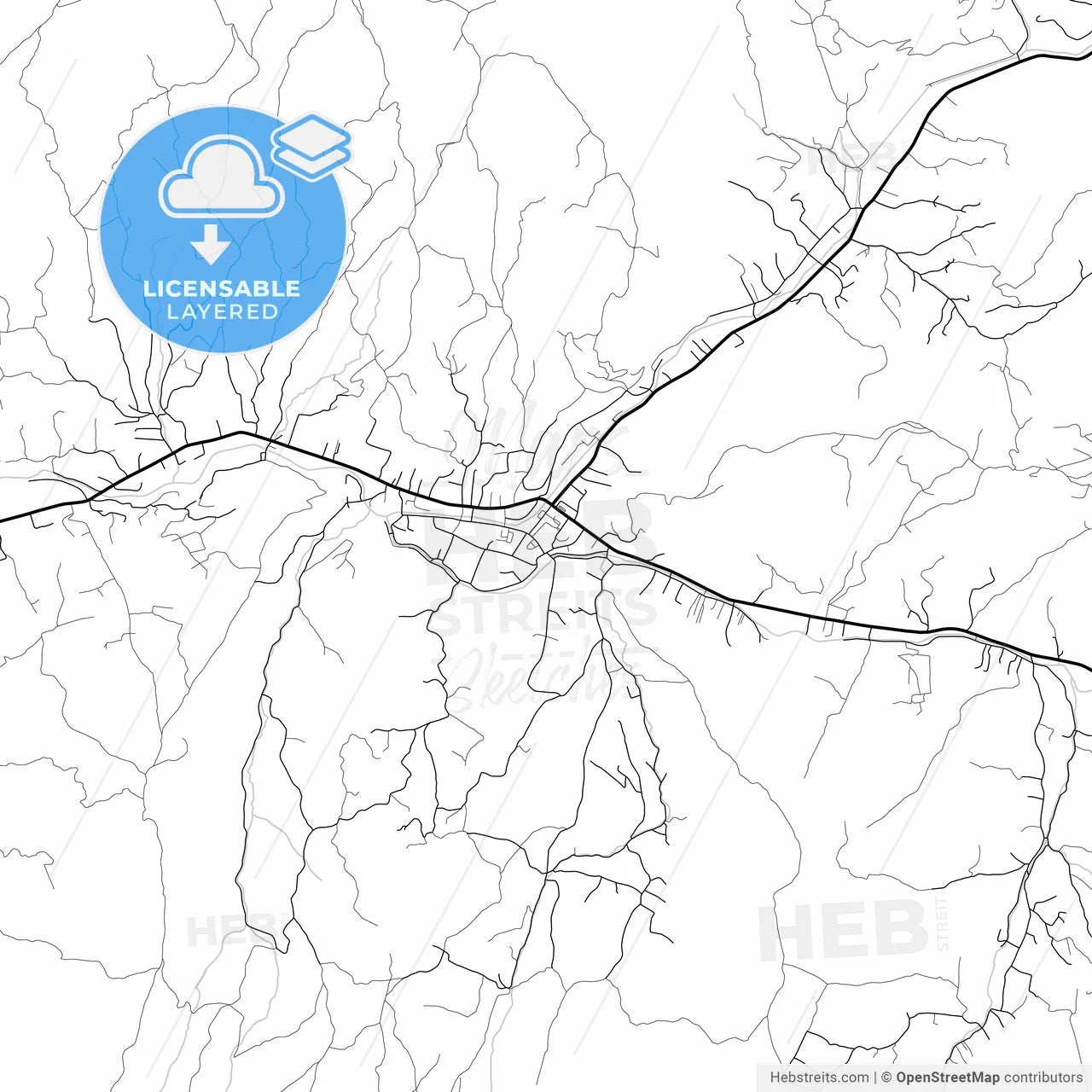 Layered PDF map of Borșa, Maramureș, Romania