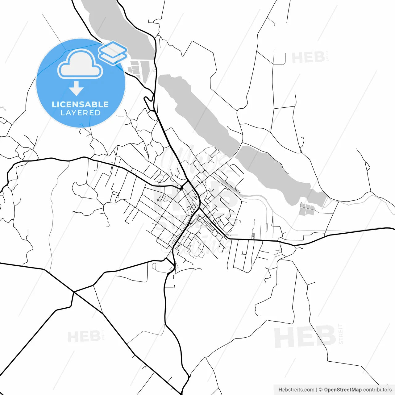Layered PDF map of Fălticeni, Suceava, Romania