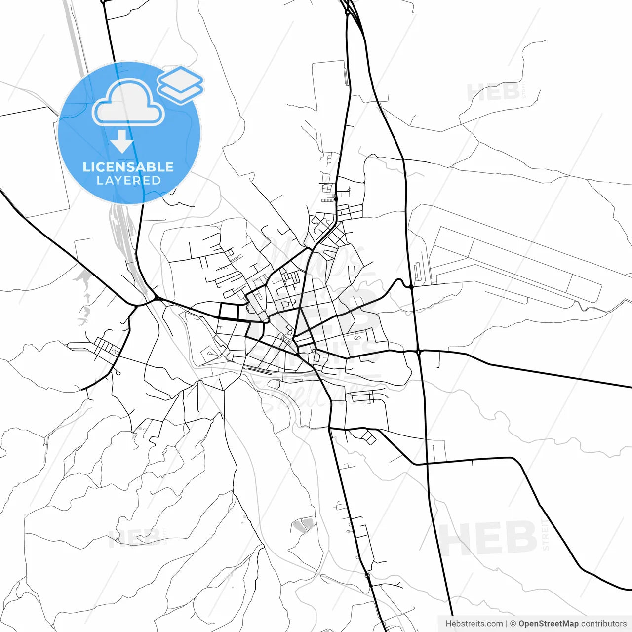 Layered PDF map of Caransebeș, Caraș-Severin, Romania