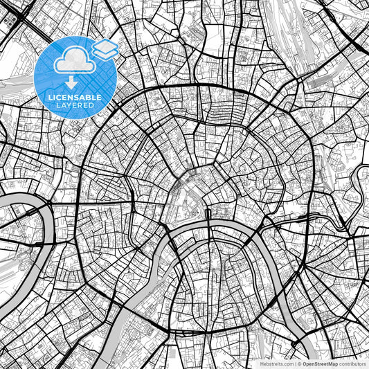 Layered PDF map of Moscow, Moscow , Russia