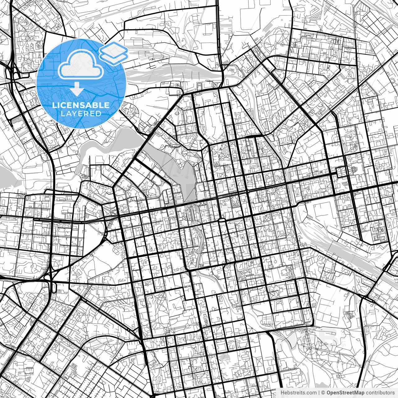Layered PDF map of Yekaterinburg, Sverdlovsk Oblast, Russia