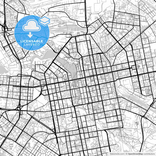 Layered PDF map of Yekaterinburg, Sverdlovsk Oblast, Russia