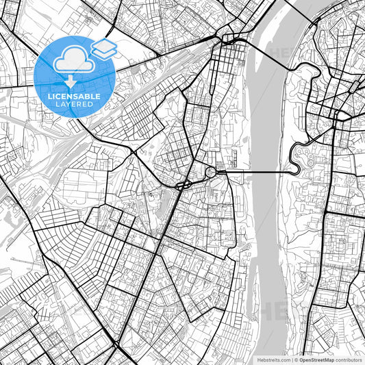 Layered PDF map of Nizhny Novgorod, Nizhny Novgorod Oblast, Russia