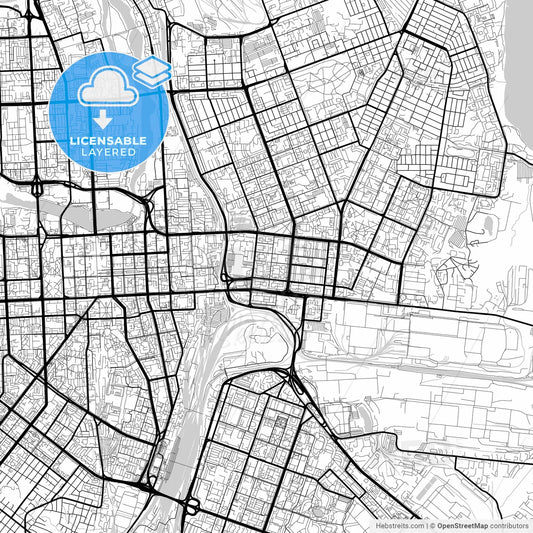 Layered PDF map of Chelyabinsk, Chelyabinsk Oblast, Russia
