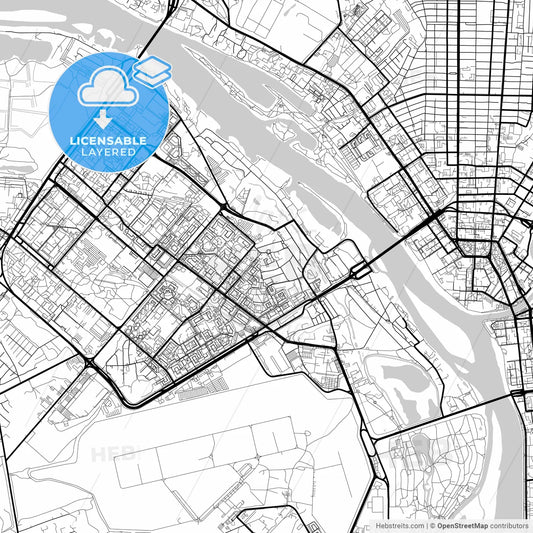 Layered PDF map of Omsk, Omsk Oblast, Russia