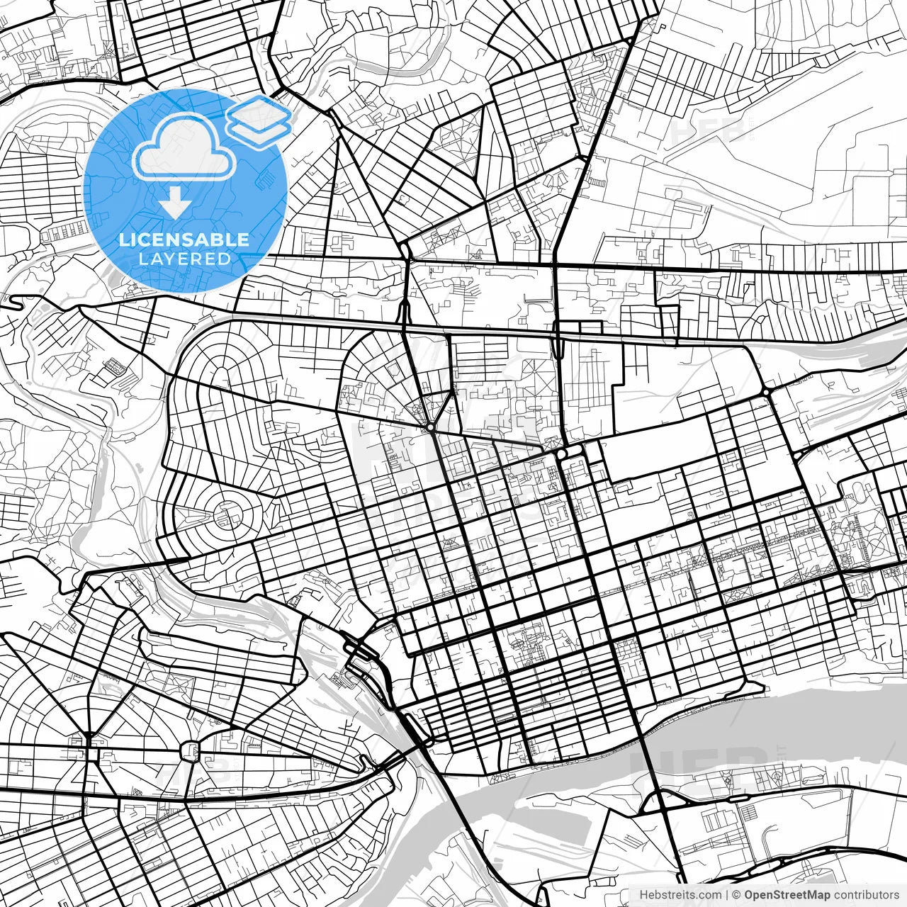 Layered PDF map of Rostov-on-Don, Rostov Oblast, Russia