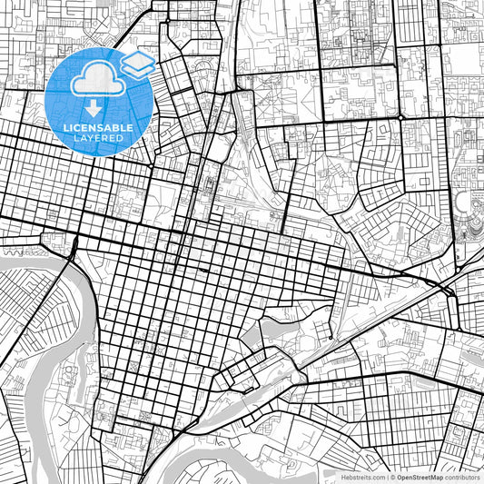 Layered PDF map of Krasnodar, Krasnodar Krai, Russia