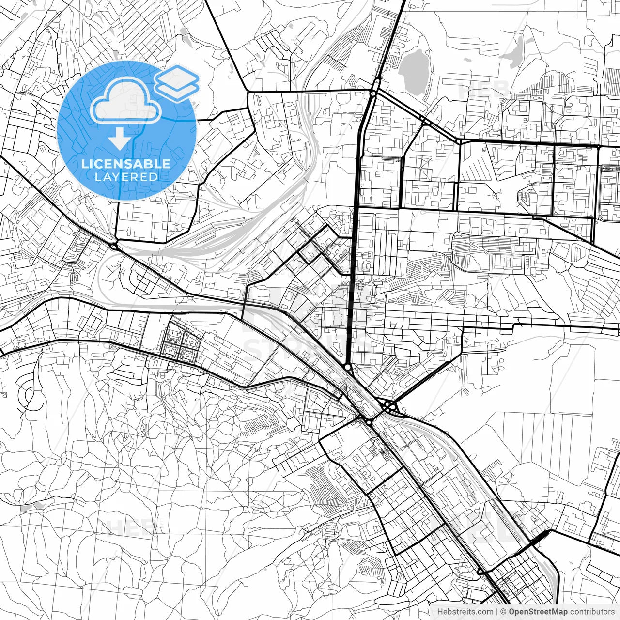 Layered PDF map of Saratov, Saratov Oblast, Russia