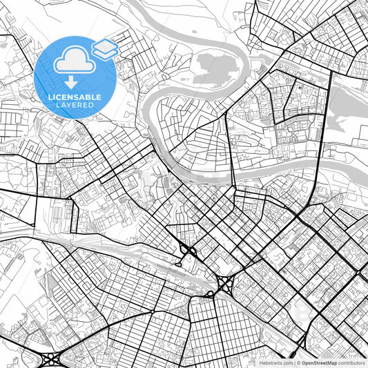 Layered PDF map of Tyumen, Tyumen Oblast, Russia