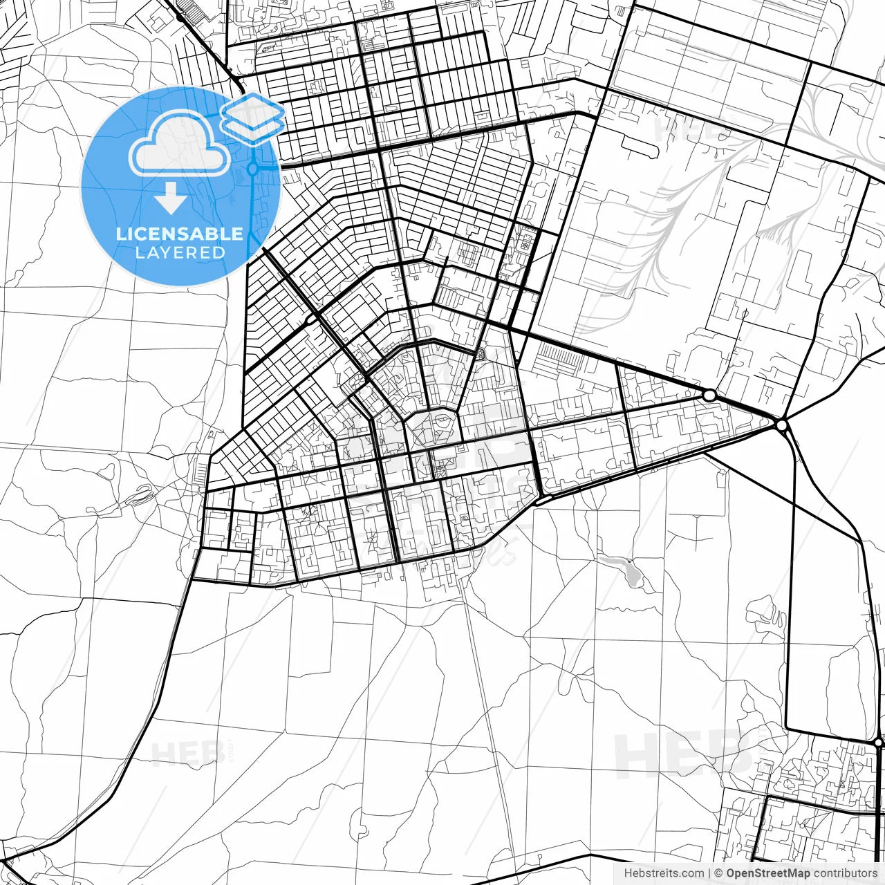 Layered PDF map of Tolyatti, Samara Oblast, Russia