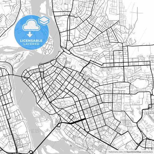 Layered PDF map of Irkutsk, Irkutsk Oblast, Russia