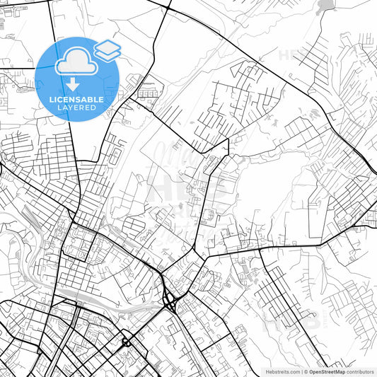 Layered PDF map of Khabarovsk, Khabarovsk Krai, Russia