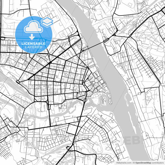 Layered PDF map of Yaroslavl, Yaroslavl Oblast, Russia