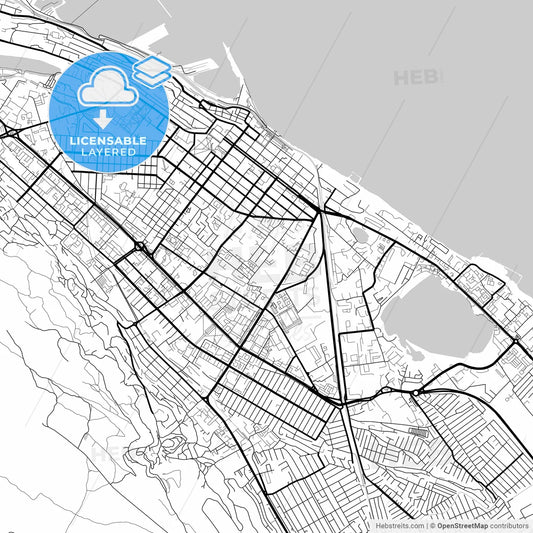 Layered PDF map of Makhachkala, Republic of Dagestan, Russia
