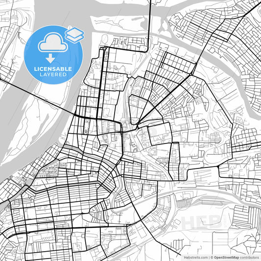 Layered PDF map of Astrakhan, Astrakhan Oblast, Russia