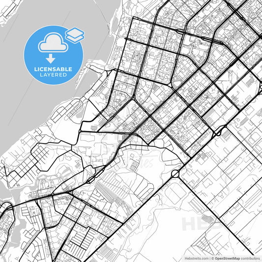 Layered PDF map of Naberezhnye Chelny, Republic of Tatarstan, Russia