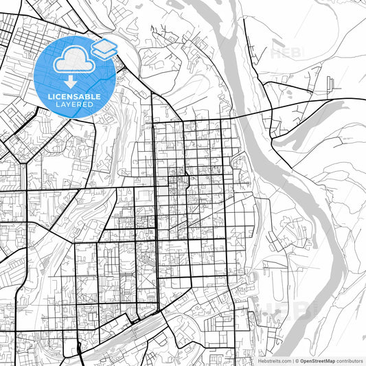 Layered PDF map of Kirov, Kirov Oblast, Russia
