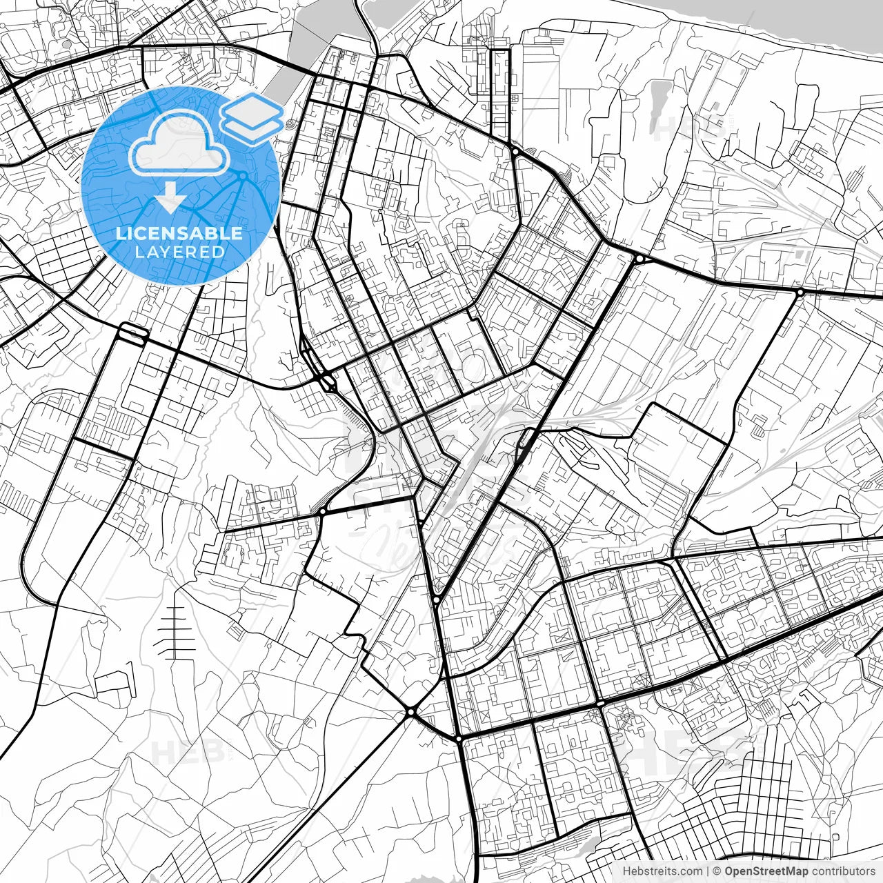 Layered PDF map of Cheboksary, Chuvash Republic, Russia