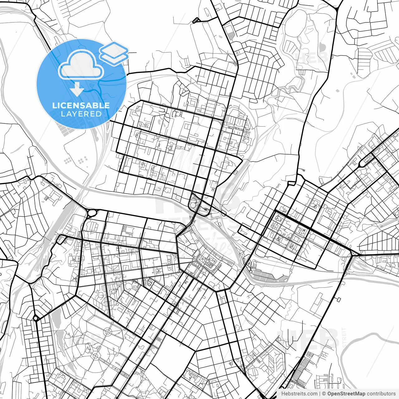 Layered PDF map of Tula, Tula Oblast, Russia
