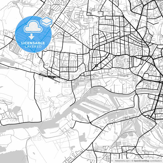 Layered PDF map of Kaliningrad, Kaliningrad Oblast, Russia