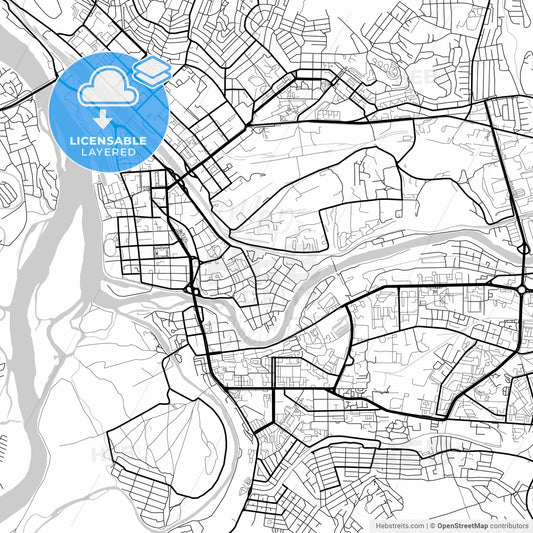 Layered PDF map of Ulan-Ude, Republic of Buryatia, Russia