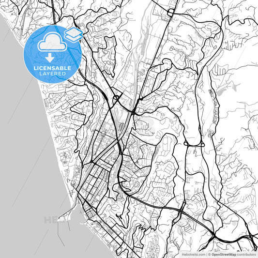 Layered PDF map of Sochi, Krasnodar Krai, Russia