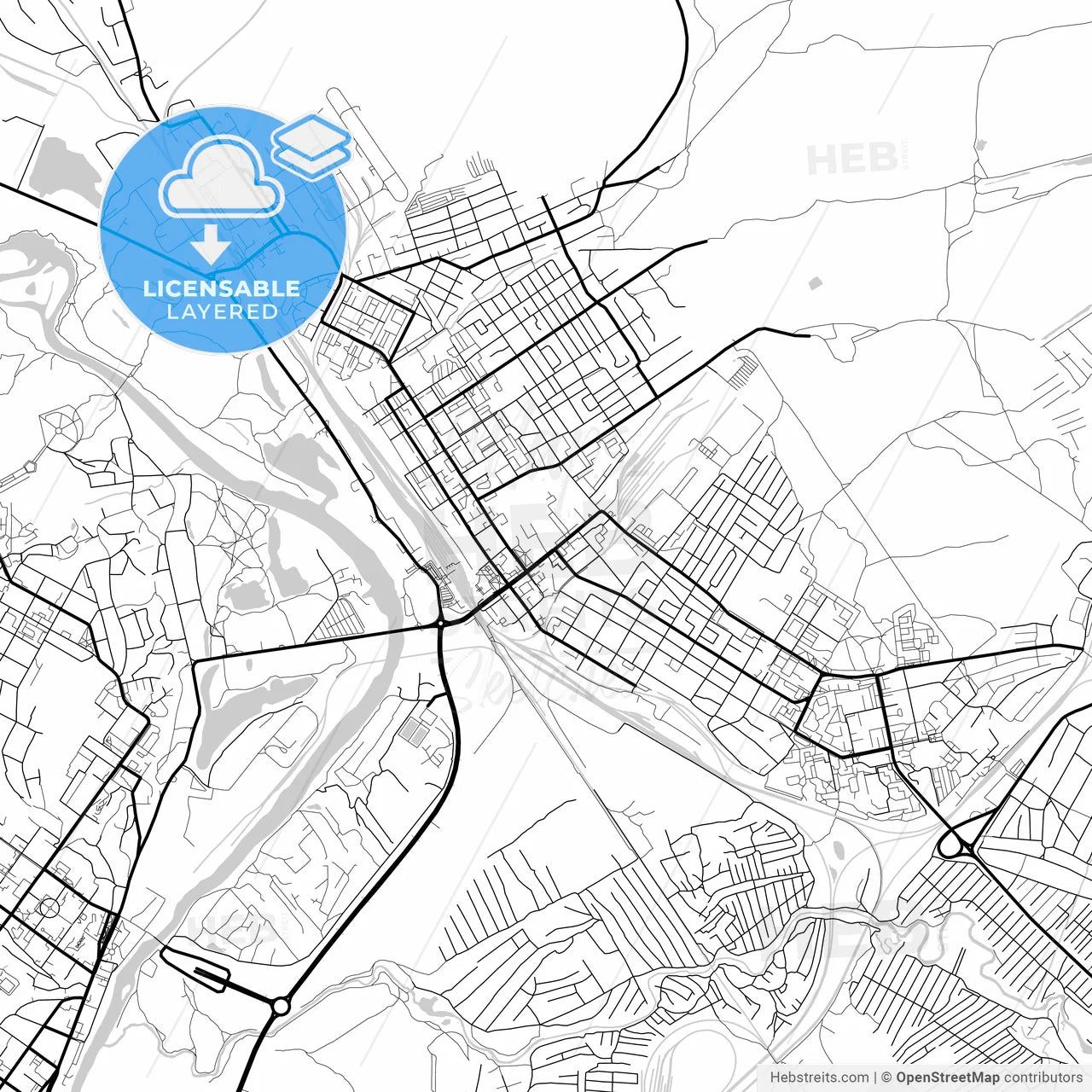 Layered PDF map of Bryansk, Bryansk Oblast, Russia