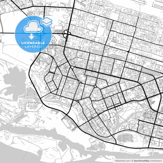 Layered PDF map of Surgut, Khanty-Mansi Autonomous Okrug-Yugra, Russia