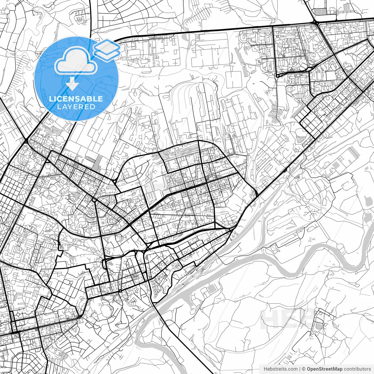 Layered PDF map of Vladimir, Vladimir Oblast, Russia