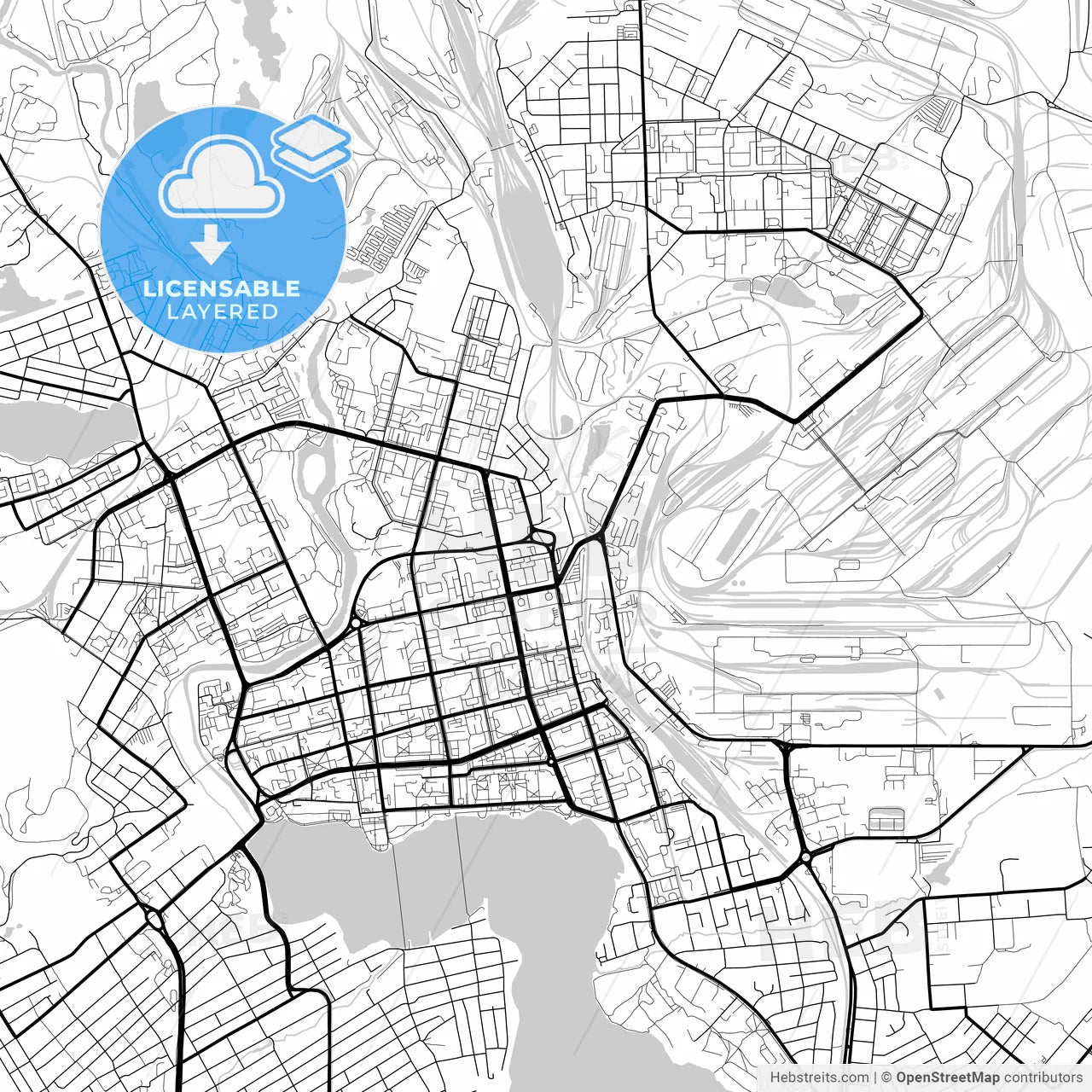 Layered PDF map of Nizhny Tagil, Sverdlovsk Oblast, Russia
