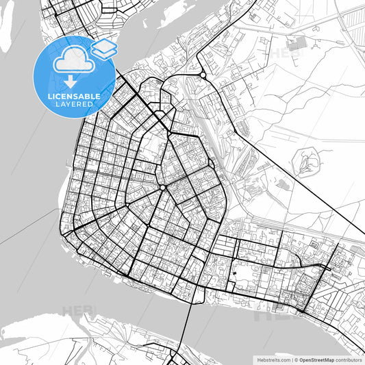 Layered PDF map of Arkhangelsk, Arkhangelsk Oblast, Russia