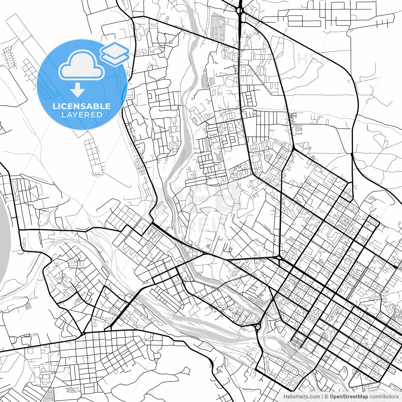 Layered PDF map of Chita, Zabaykalsky Krai, Russia