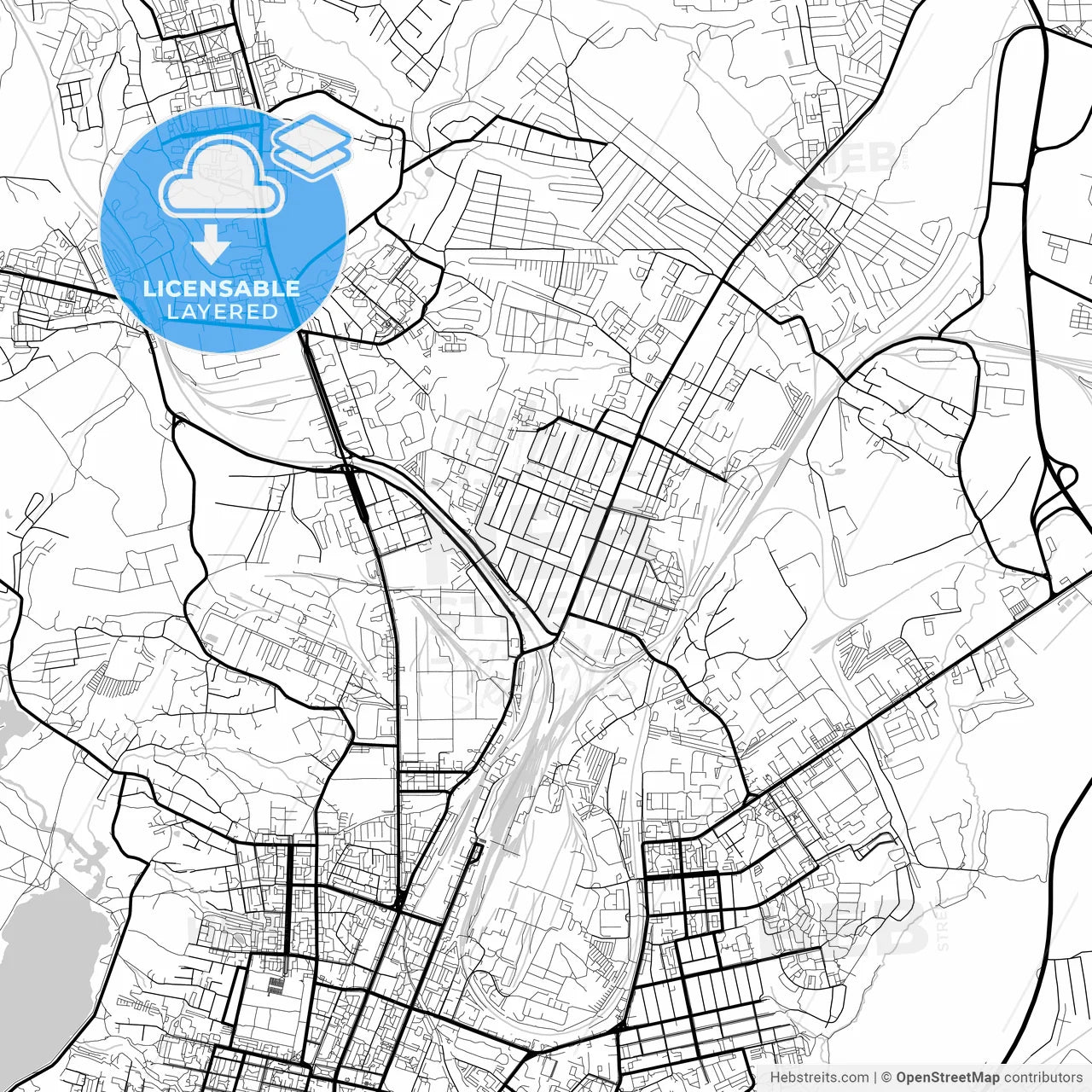 Layered PDF map of Kaluga, Kaluga Oblast, Russia