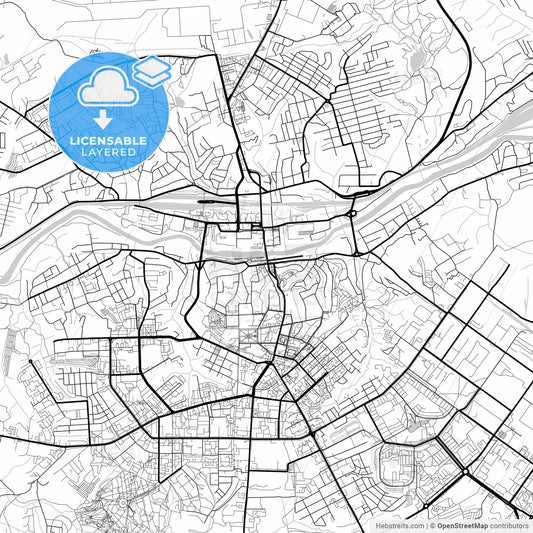 Layered PDF map of Smolensk, Smolensk Oblast, Russia