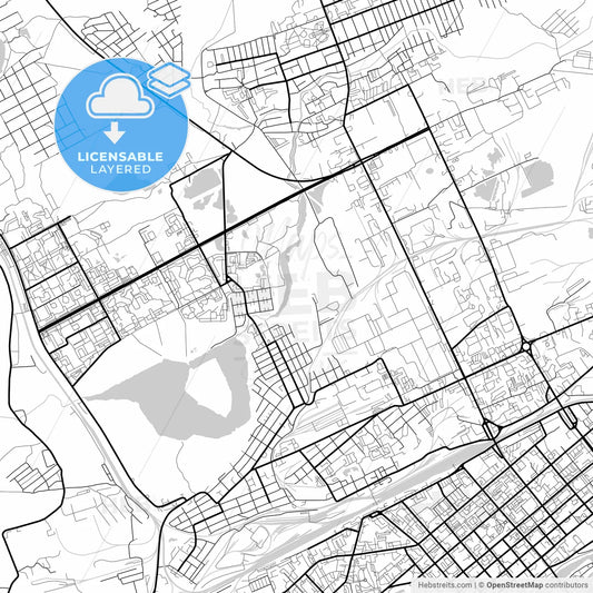 Layered PDF map of Kurgan, Kurgan Oblast, Russia