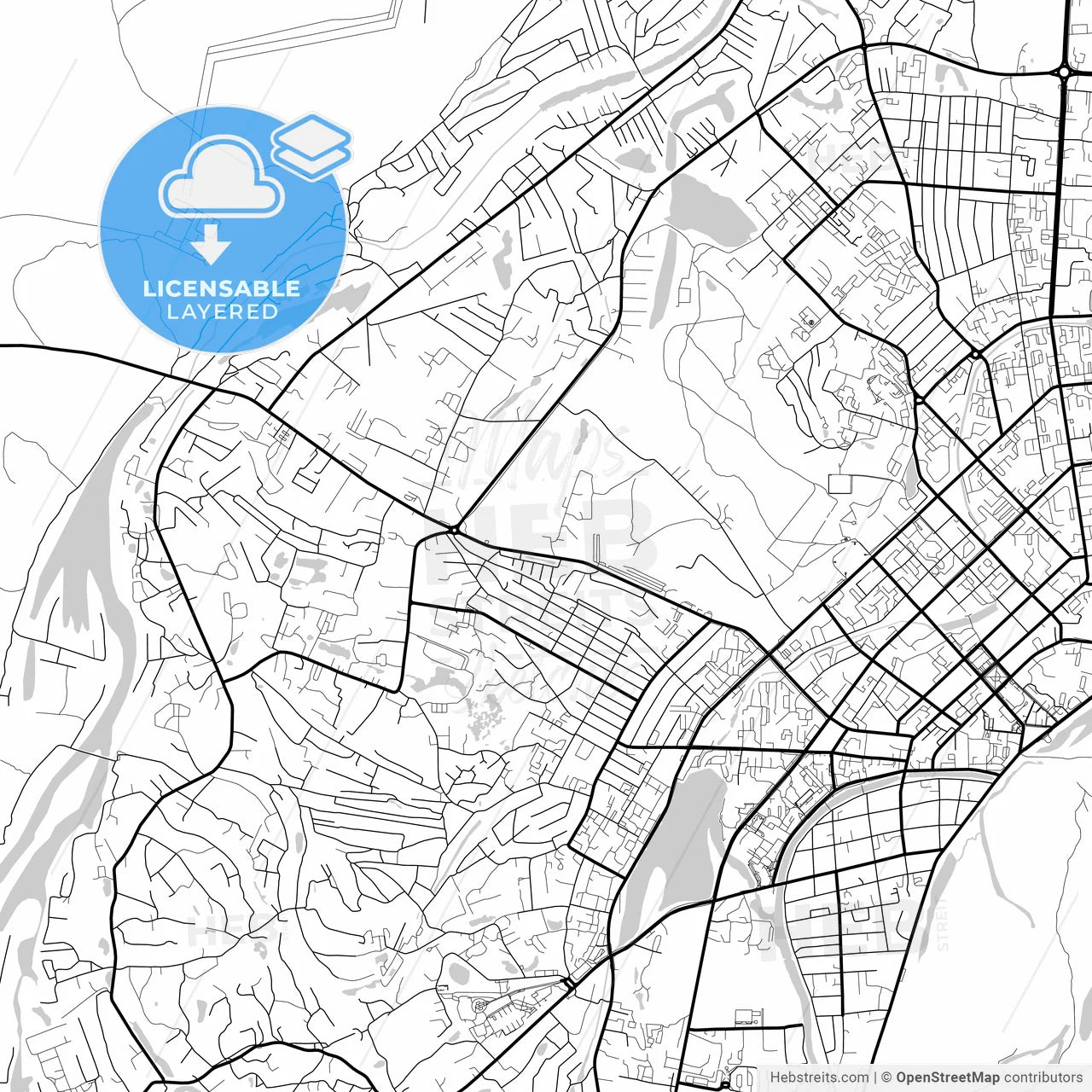 Layered PDF map of Yakutsk, Sakha , Russia