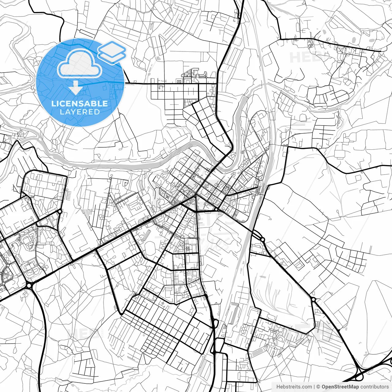 Layered PDF map of Podolsk, Moscow Oblast, Russia