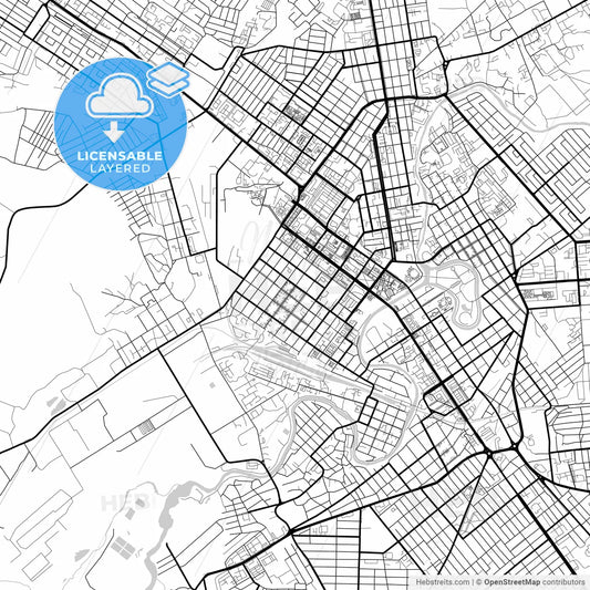 Layered PDF map of Grozny, Chechen Republic, Russia