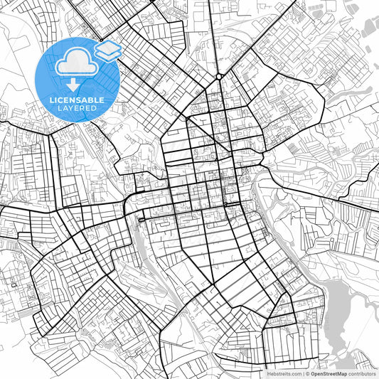 Layered PDF map of Tambov, Tambov Oblast, Russia