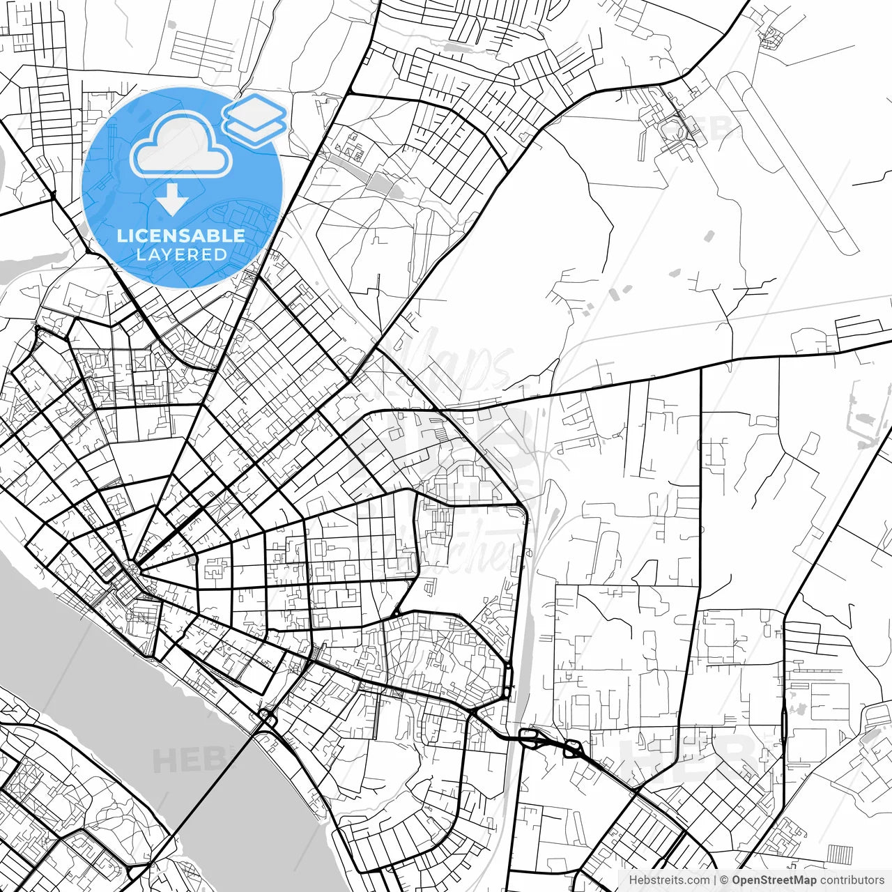 Layered PDF map of Kostroma, Kostroma Oblast, Russia
