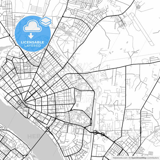 Layered PDF map of Kostroma, Kostroma Oblast, Russia