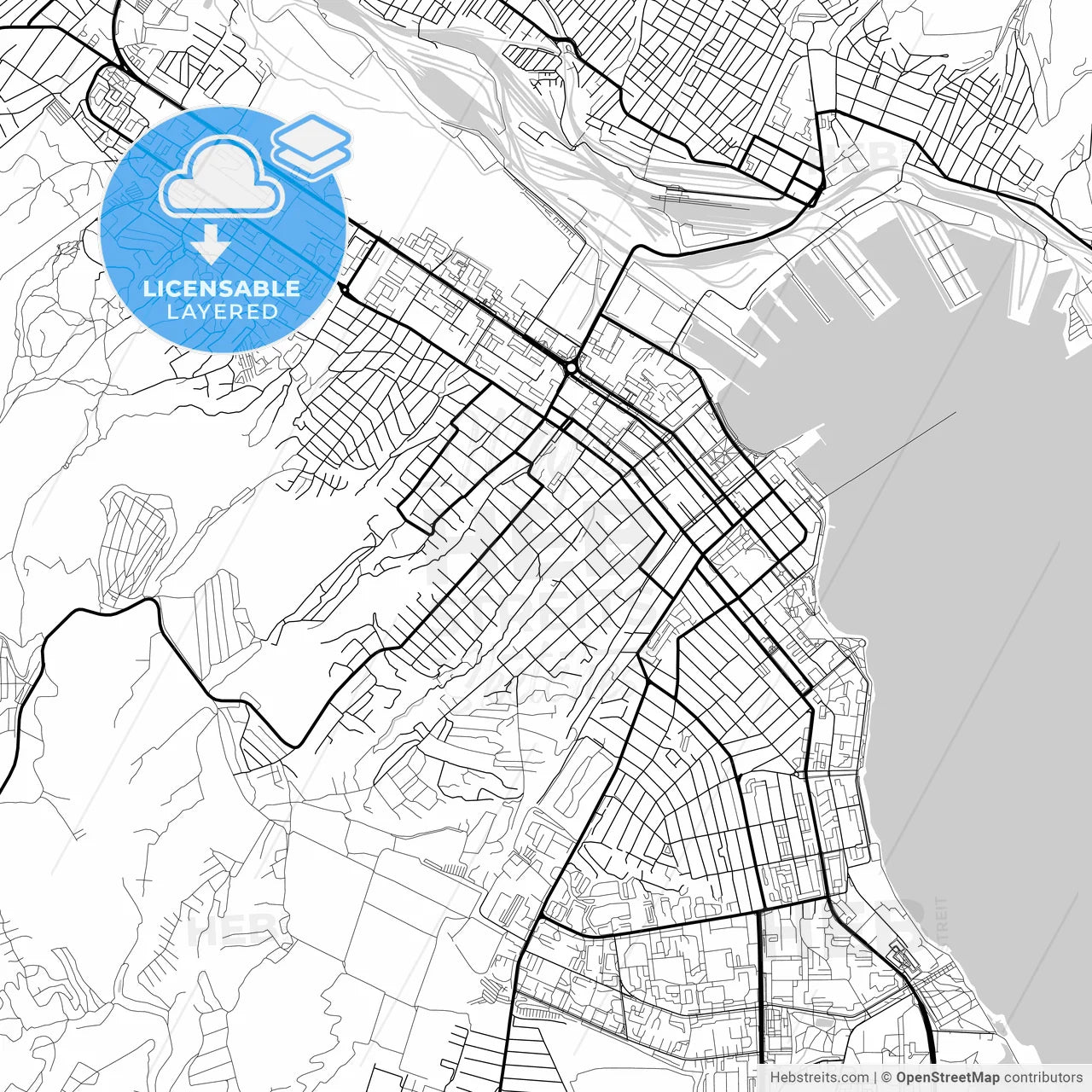 Layered PDF map of Novorossiysk, Krasnodar Krai, Russia