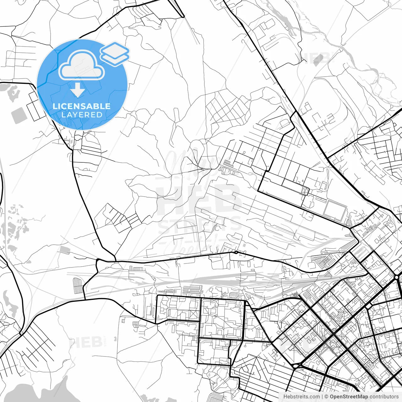 Layered PDF map of Komsomolsk-on-Amur, Khabarovsk Krai, Russia