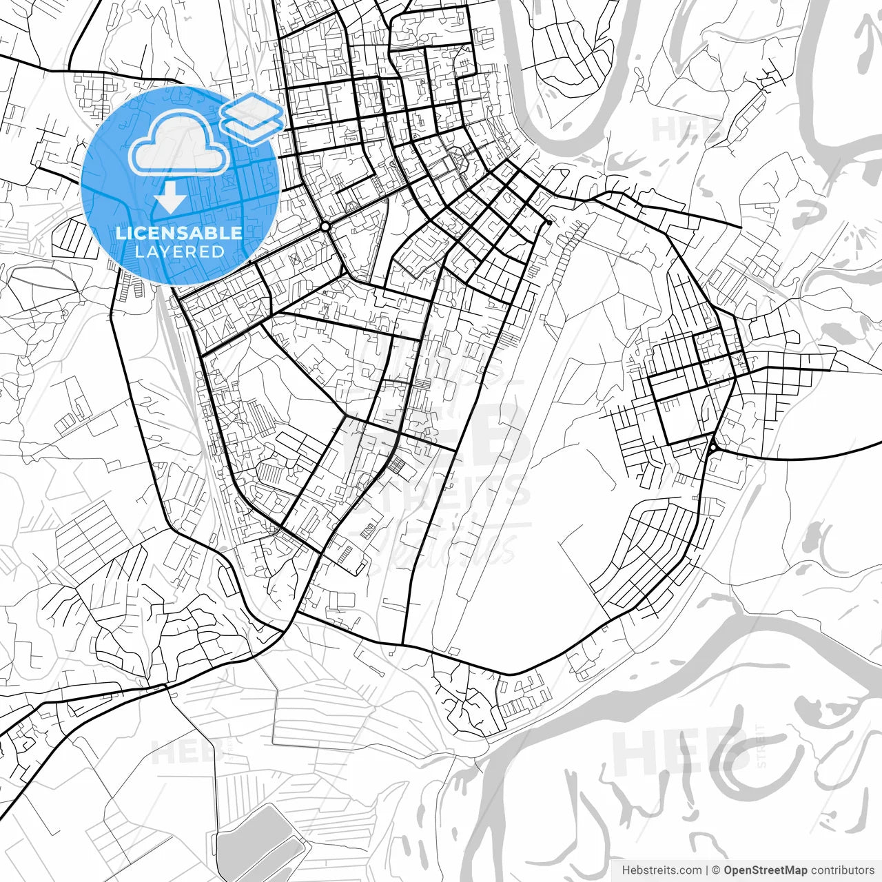 Layered PDF map of Syktyvkar, Komi Republic, Russia